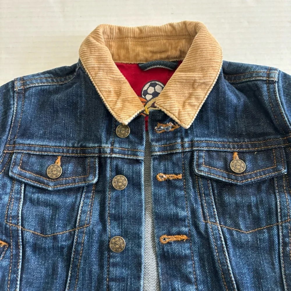 Talbots Kids Denim Jean Barn Jacket Corduroy Collar Elbow Patches Toddler 12 Mon